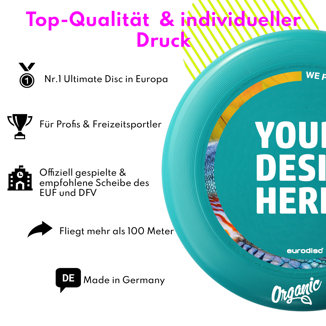 Individuelle eurodisc®  175g Ultimate Frisbee aus recyceltem Bio-Kunststoff PETROL